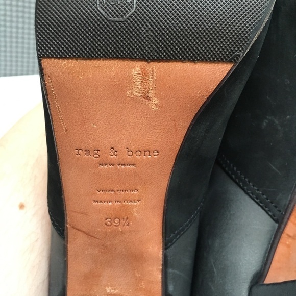 rag & bone Gray Leather Black Suede Heeled Booties - Picture 10 of 13